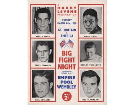 WALLY SWIFT V VIRGIL AKINS 1960 BOXING PROGRAMME