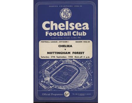 CHELSEA V NOTTINGHAM FOREST 1958-59 FOOTBALL PROGRAMME