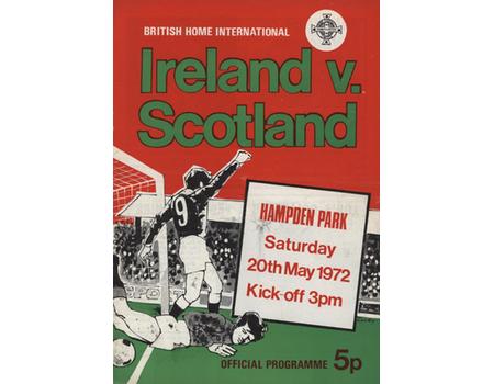 SCOTLAND V NORTHERN IRELAND 1972 FOOTBALL PROGRAMME