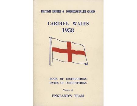 BRITISH EMPIRE & COMMONWEALTH GAMES BOOK OF INSTRUCTIONS - CARDIFF 1958