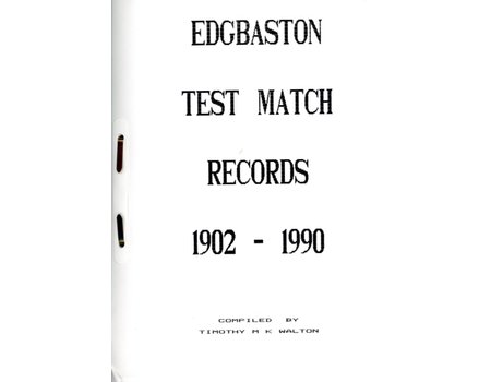 EDGBASTON TEST MATCH RECORDS 1902-1990