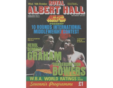 HEROL GRAHAM V ROBERTO RUIZ 1985 BOXING PROGRAMME