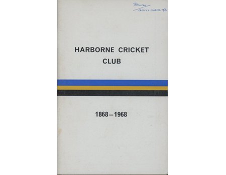 HARBORNE CRICKET CLUB 1868 - 1968