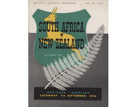 NEW ZEALAND V SOUTH AFRICA 1956 (4TH TEST) RUGBY PROGRAMME