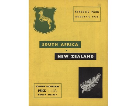 NEW ZEALAND V SOUTH AFRICA 1956 (2ND TEST) RUGBY PROGRAMME