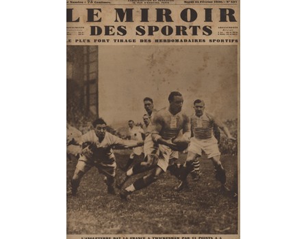 ENGLAND V FRANCE 1930 RUGBY MATCH REPORT - "LE MIROIR DES SPORTS"