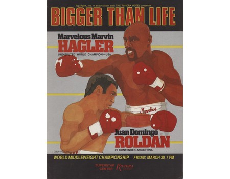 MARVIN HAGLER V JUAN DOMINGO ROLDAN 1984 BOXING PROGRAMME