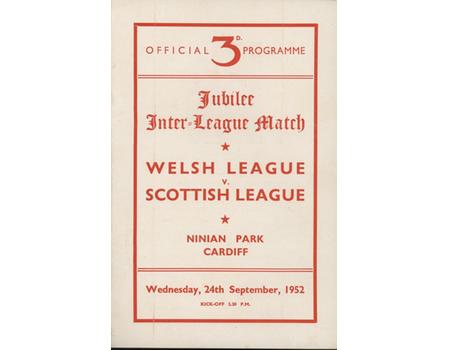 WELSH LEAGUE V SCOTTISH LEAGUE 1952 FOOTBALL PROGRAMME