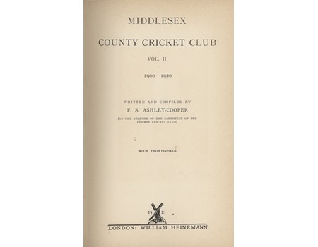 MIDDLESEX COUNTY CRICKET CLUB. VOL II. 1900-1920 (JOE MURRELL