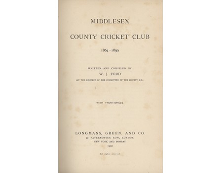 MIDDLESEX COUNTY CRICKET CLUB 1864-1899