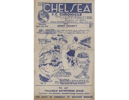 CHELSEA V DERBY COUNTY 1946-47 FOOTBALL PROGRAMME