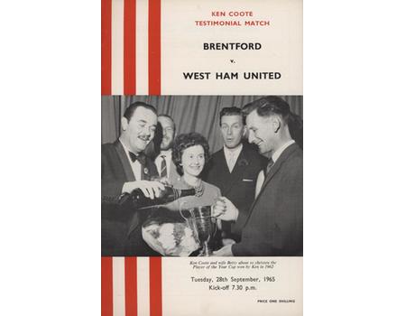 BRENTFORD V WEST HAM UNITED (KEN COOTE TESTIMONIAL) 1965-66 FOOTBALL PROGRAMME