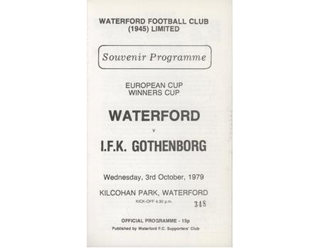 WATERFORD V IFK GOTENBORG (ECWC) 1979-80 FOOTBALL PROGRAMME