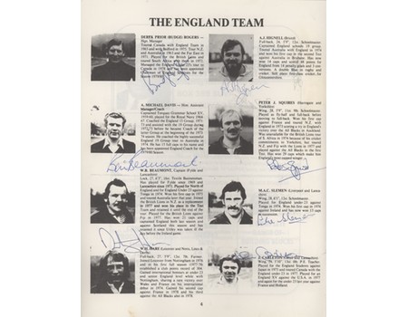 FIJI V ENGLAND 1979 RUGBY PROGRAMME - SIGNED BY ENGLAND