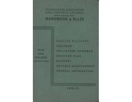 THE BILLIARDS ASSOCIATION AND CONTROL COUNCIL HANDBOOK & RULES