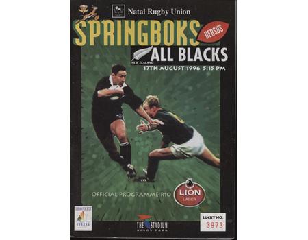 SOUTH AFRICA V NEW ZEALAND 1996 RUGBY UNION PROGRAMME