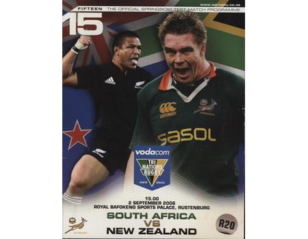 SOUTH AFRICA V NEW ZEALAND 2006 RUGBY UNION PROGRAMME