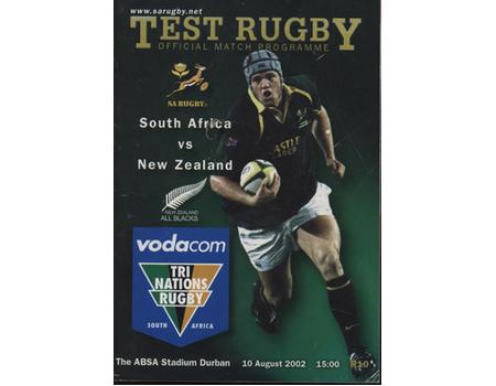 SOUTH AFRICA V NEW ZEALAND 2002 RUGBY UNION PROGRAMME