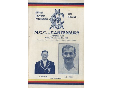 CANTERBURY V ENGLAND 1954-55 (LANCASTER PARK) CRICKET PROGRAMME