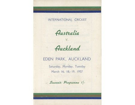 AUCKLAND V AUSTRALIA 1956-57 (EDEN PARK) CRICKET PROGRAMME