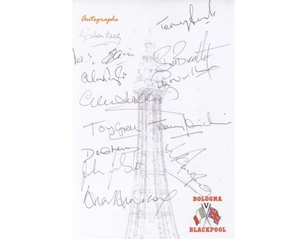 BLACKPOOL V BOLOGNA (35TH ANNIVERSARY OF 1971 ANGLO-ITALIAN CUP FINAL) 2006 DINNER MENU