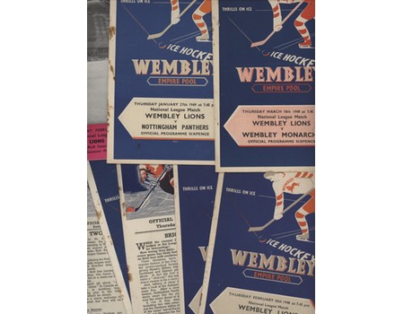 WEMBLEY LIONS 1946-55 ICE HOCKEY PROGRAMMES (X 9)