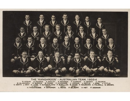 AUSTRALIAN TOUR OF BRITISH ISLES 1933-34 SIGNED RUGBY LEAGUE POSTCARD