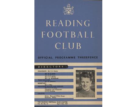 READING V LUTON TOWN 1956-57 FOOTBALL PROGRAMME (SOUTHERN FLOODLIGHT CUP FINAL)