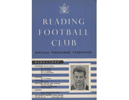 READING V LUTON TOWN 1957-58 FOOTBALL PROGRAMME