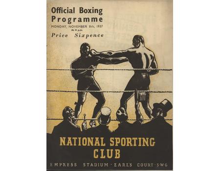 HARRY LISTER V EDDIE STEELE 1937 BOXING PROGRAMME