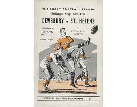 DEWSBURY V ST HELENS 1966 (CHALLENGE CUP SEMI-FINAL) RUGBY LEAGUE PROGRAMME