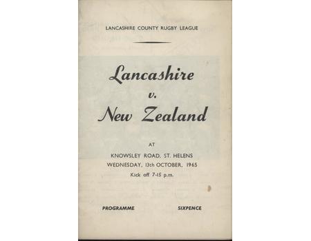 LANCASHIRE V NEW ZEALAND 1965 RUGBY LEAGUE PROGRAMME