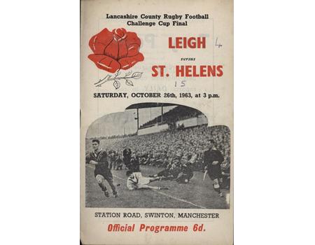 LEIGH V ST HELENS 1963 (LANCASHIRE CUP FINAL) RUGBY LEAGUE PROGRAMME