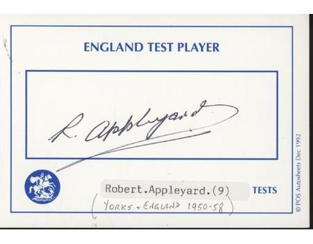 BOB APPLEYARD (ENGLAND & YORKSHIRE) CRICKET AUTOGRAPH