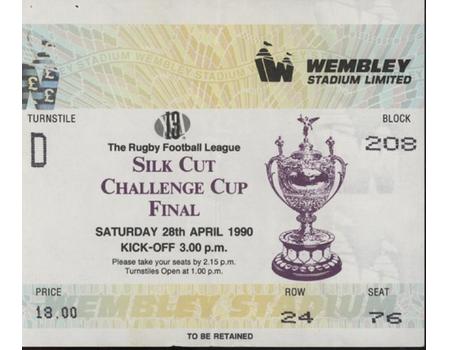 WIGAN V WARRINGTON (CHALLENGE CUP FINAL) 1989-90 RUGBY LEAGUE TICKET