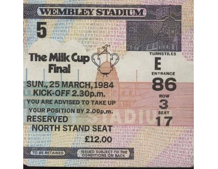 LIVERPOOL V EVERTON 1984 (MILK CUP FINAL) FOOTBALL TICKET