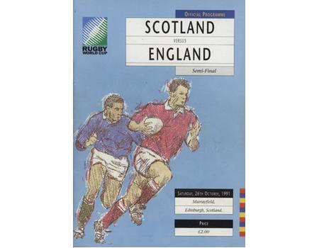 SCOTLAND V ENGLAND 1991 (WORLD CUP SEMI-FINAL) RUGBY PROGRAMME