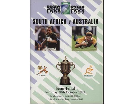 SOUTH AFRICA V AUSTRALIA 1999 (WORLD CUP SEMI-FINAL) RUGBY PROGRAMME