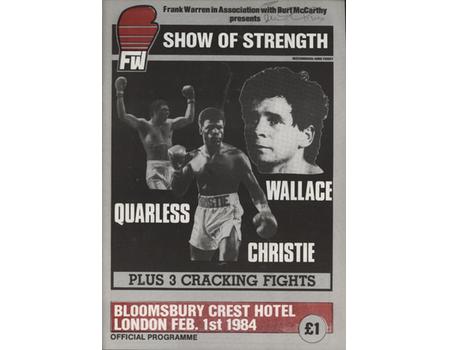 ERROL CHRISTIE V JOEL BONNETAZ (MIDDLEWEIGHT CONTEST) 1984 BOXING PROGRAMME