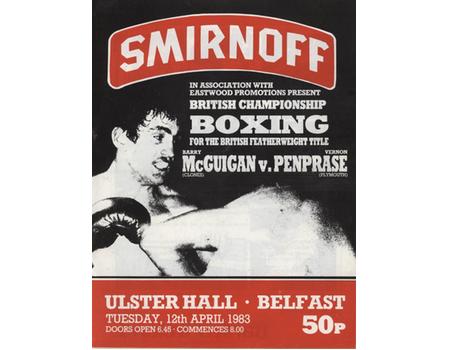 BARRY MCGUIGAN V VERNON PENPRASE 1983 BOXING PROGRAMME