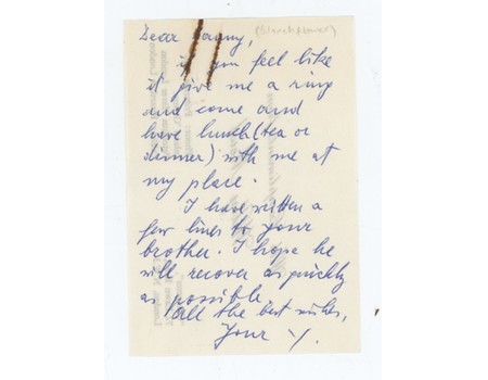 WILLY MEISL 1958 - HANDWRITTEN NOTE TO DANNY BLANCHFLOWER