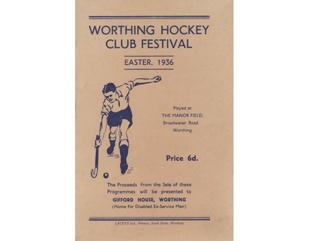 WORTHING HOCKEY CLUB FESTIVAL 1936 PROGRAMME