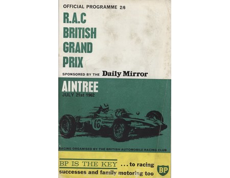 BRITISH GRAND PRIX 1962 (AINTREE) MOTOR RACING PROGRAMME