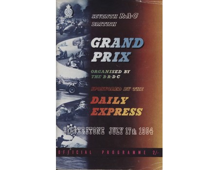 BRITISH GRAND PRIX 1954 MOTOR RACING PROGRAMME