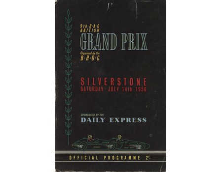 BRITISH GRAND PRIX 1956 MOTOR RACING PROGRAMME