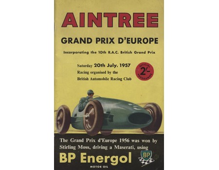 BRITISH GRAND PRIX 1957 MOTOR RACING PROGRAMME