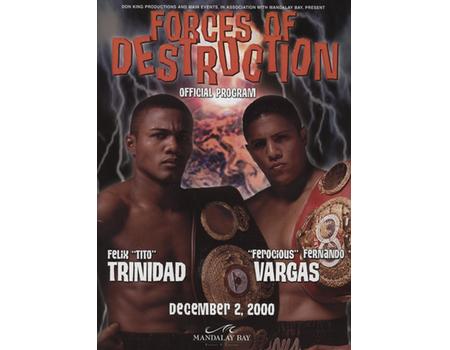 FELIX TRINIDAD V FERANDO VARGAS (WORLD WELTERWEIGHT CHAMPIONSHIP) 2000 BOXING PROGRAMME