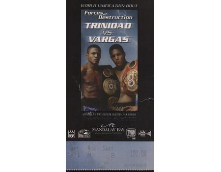 FELIX TRINIDAD V FERNANDO VARGAS (MANDALAY BAY, LAS VEGAS) 2000 BOXING TICKET