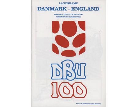 DENMARK V ENGLAND 1989 FOOTBALL PROGRAMME