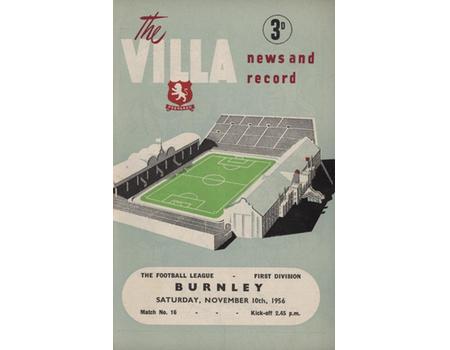 ASTON VILLA V BURNLEY 1956-57 FOOTBALL PROGRAMME